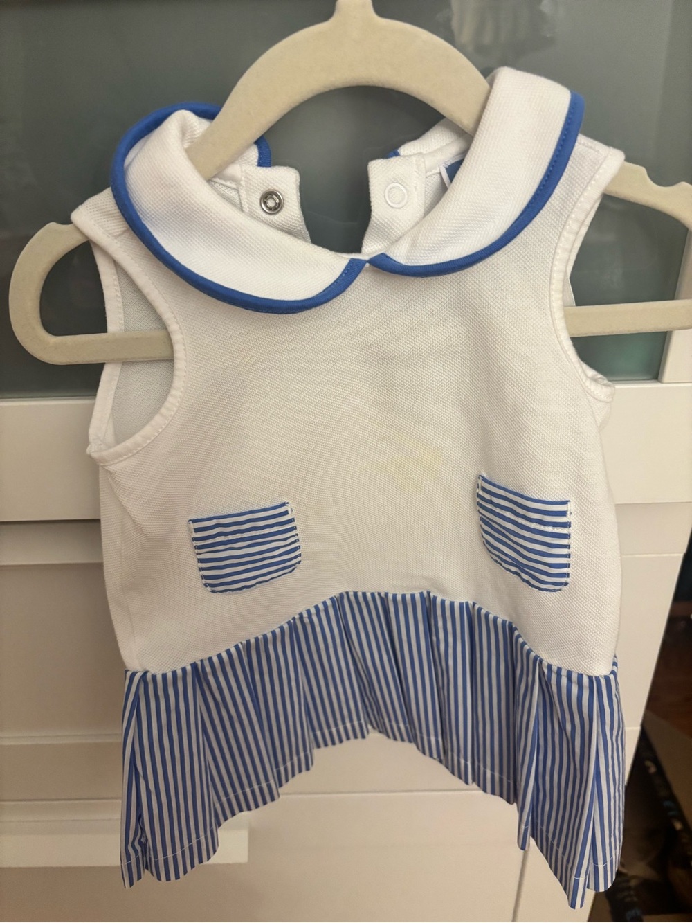 Jacadi White Dress with Blue Accents